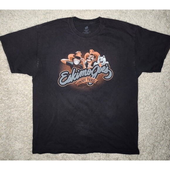 Eskimo Joe’s Cowboy Proud Black Graphic T-Shirt OSU Orange Power Sz L - Picture 1 of 4